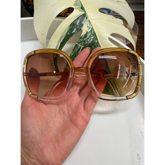 VTG Ted Lapidus Paris Sunglasses Oversized Square Gold Frame France Rare main image 8